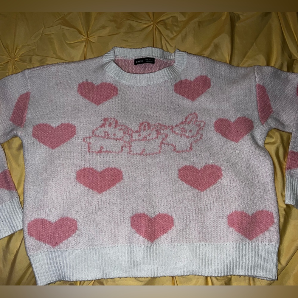 Pink Heart Pattern Sweater